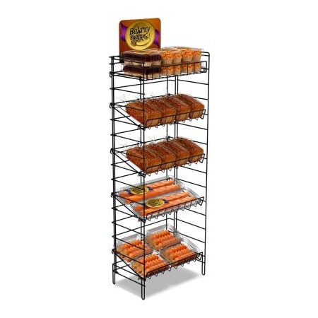 Marv-O-Lus Mfg Marvolus 5 Shelf Fold-Up Floor Display, 24" Wide, Unassembled, Metal, Black SR-24